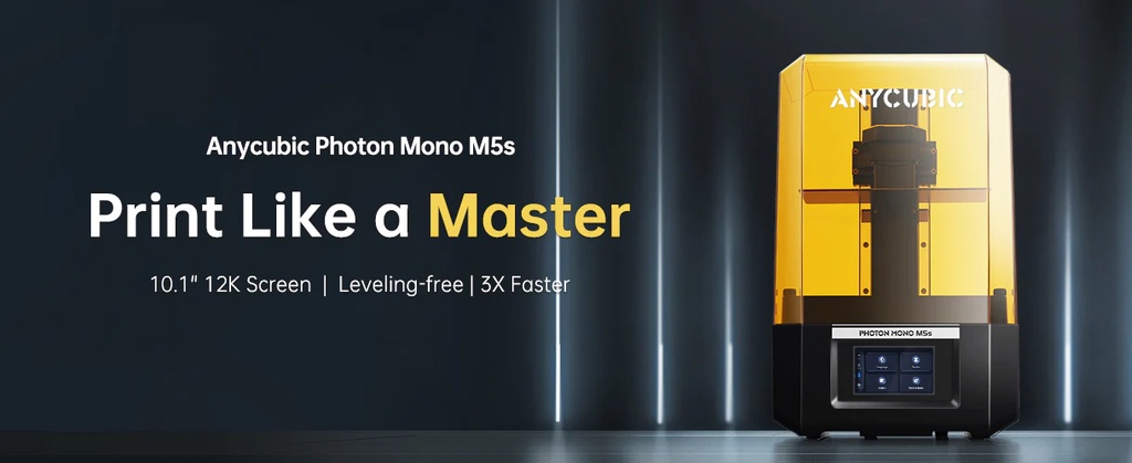 Anycubic photon mono m5s 12k resin 3d printer, with smart leveling-free, 3x faster printing speed, 10.1