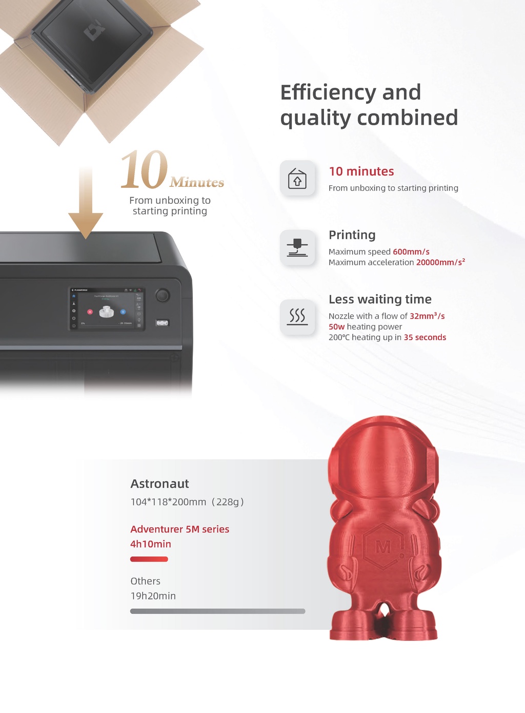 Flashforge adventurer 5m series 5m/5m pro 3d printer auto leveling low noise fdm printer 220*220*220cm 280°c extruder