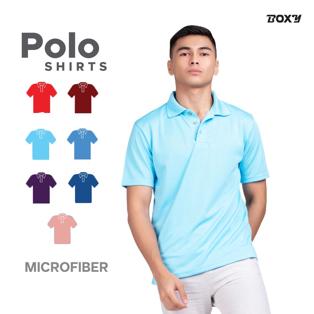 Boxy Unisex Microfiber Plain Polo T-Shirt - Red / Maroon / Island Paradise / Sea Blue / Violet / Teal Blue