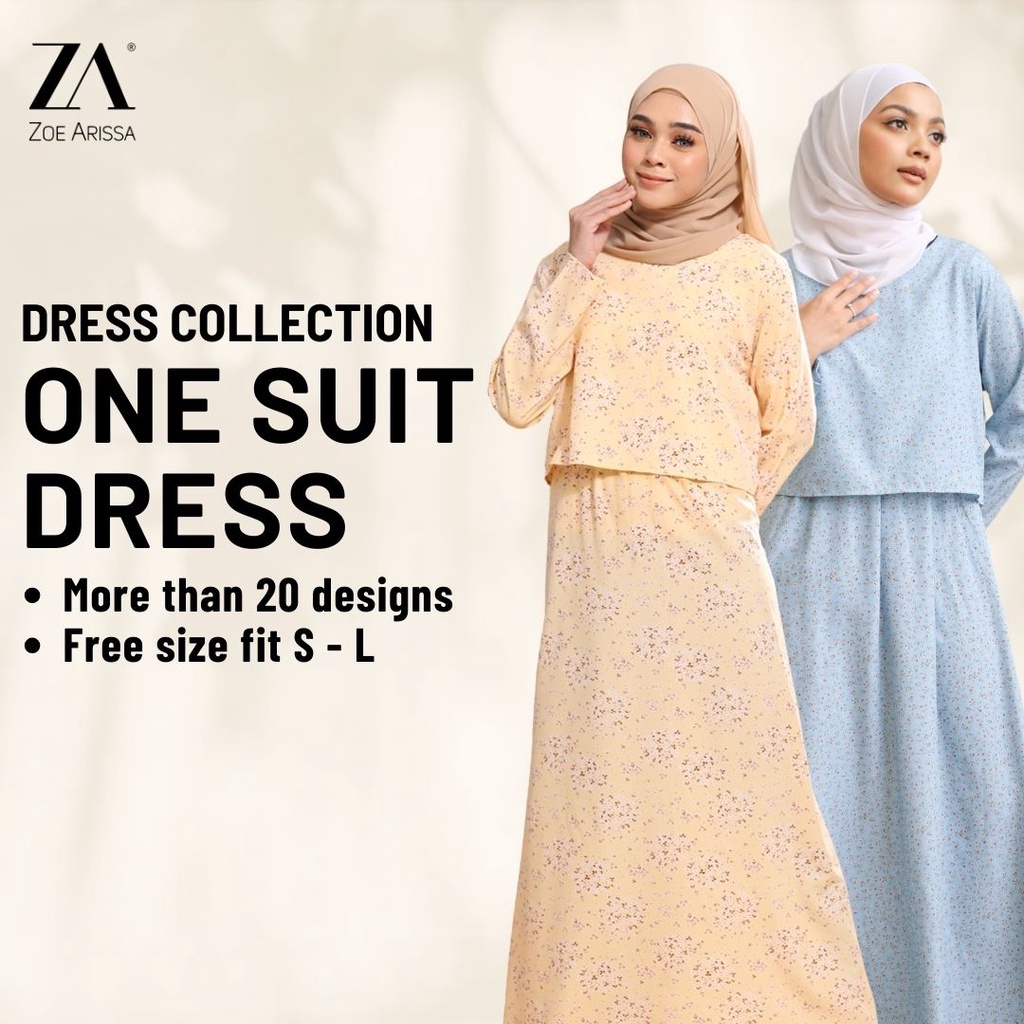 ZOE ARISSA DRESS MUSLIMAH WOMEN DRESS Floral Printed Design Dress Korean Style Murah Ironless AAYRA Dress OneSuit