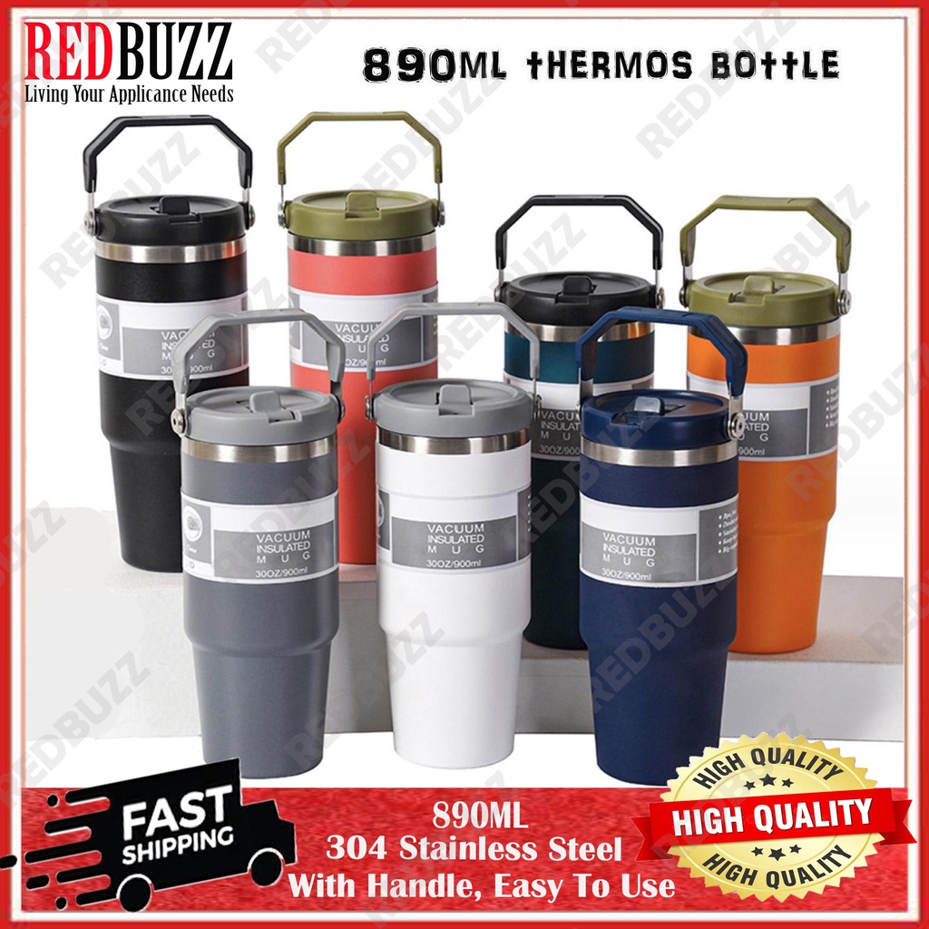 REDBUZZ 304 Stainless Steel Handheld Thermos Bottle Insulated Vacuum Tumbler Hot &Cold Thermos Cup Mug Water Bottle 保温水壶