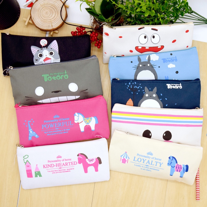 Canvas Pencil Box Makeup Brush Toiletries Coin Storage Pouch Portable Travel Cosmetic Bag Stationery Organizer Case