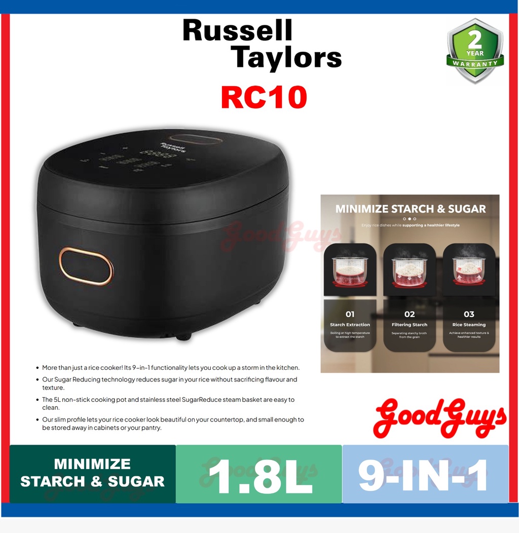 Russell Taylors RC10 Digital Low Sugar Rice Cooker (1.8L)