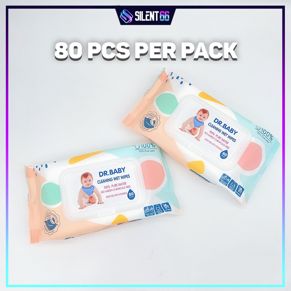 READY STOCK 80 Pcs Non Alcohol Baby Wipes / Baby Wet Tissue Anti Bacterial Alcohol Free Wet Tissue - CLEANING WET WIPES