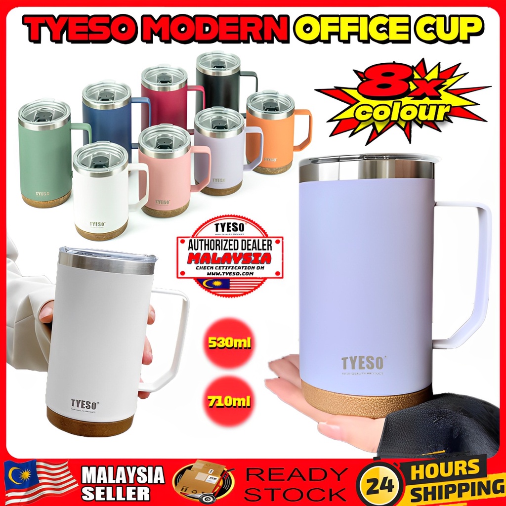 【AUTHORIZED DEALER】Tyeso Thermal Cup With Handle Grip 530ml/710ml Insulated Flask Vacuum Tumbler Water Cup Coffee Mug 杯子