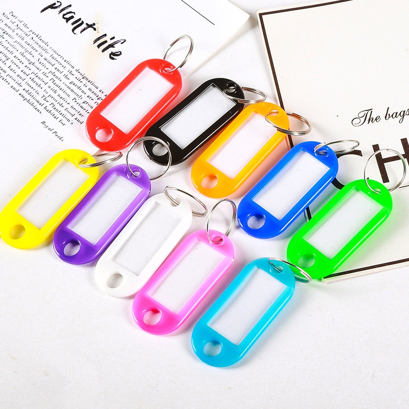 Mini Plastic Key Tag Label Tags Keychain Ring Office Luggage Car Room Number Keys Marker Organizer