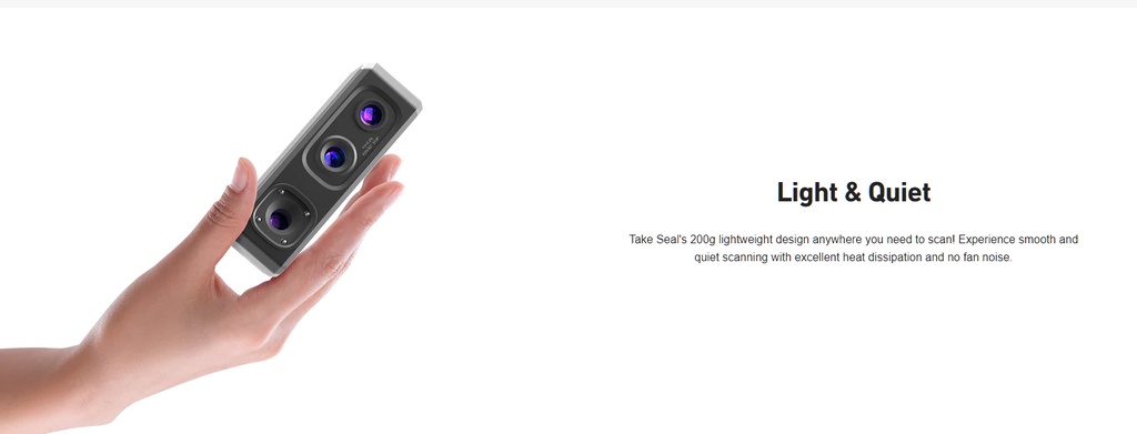 3dmakerpro seal series 3d scanner high precision 0.01mm accuracy vivid textures 24-bit colour depth portable smooth scan