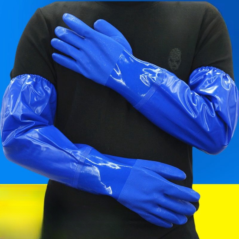 Labor protection waterproof acid and alkali resistant rubber oil resistant gloves
