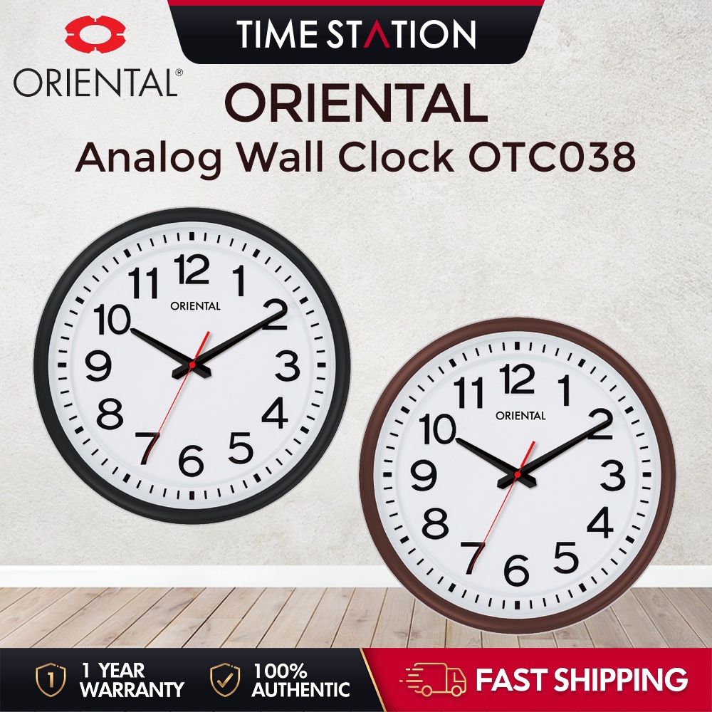 ORIENTAL Analog Wall Clock Numeric Quartz Silent Sweep Second Movement Jam Dinding Hiasan Bulat OTC038