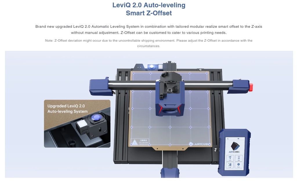 Anycubic kobra 2 3d printer auto leveling, fdm 3d printers with leviq 2.0 leveling and magnet plate 220x220x250mm