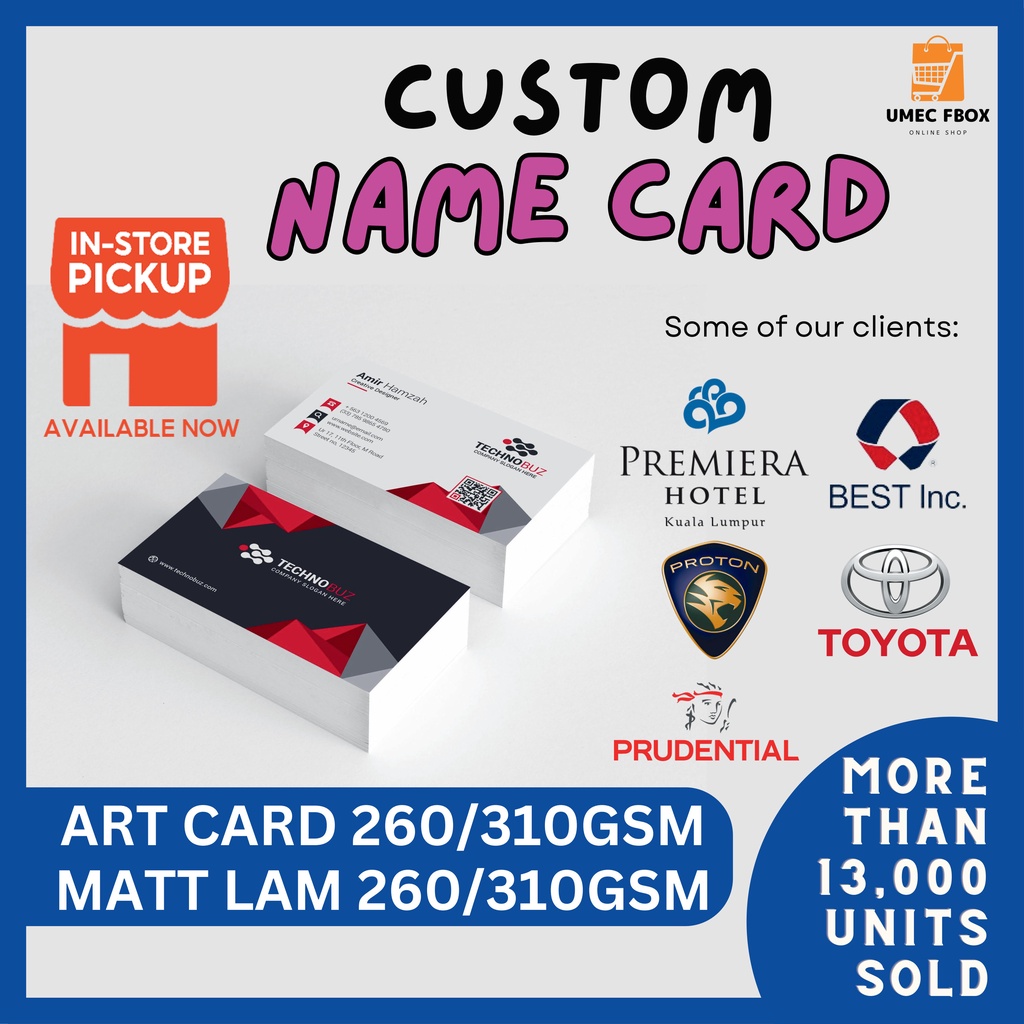 Name Card / Business Card / Thank You Card / Loyalty Card / Printing 260gsm 310gsm Art Card