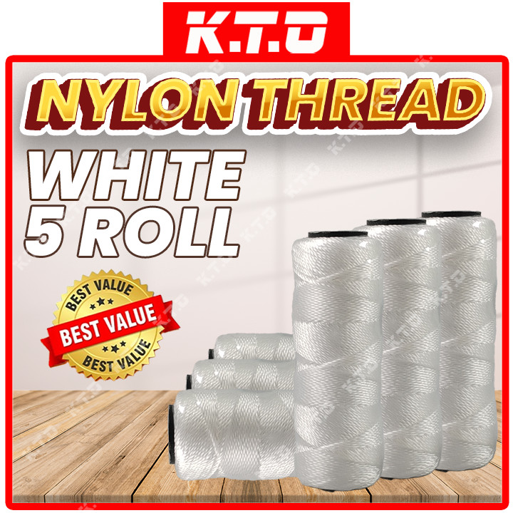 1 / 5 Roll Multipurpose White / Brown Nylon Twine Yarn / Nylon Thread Net Fishing Beg String / Benan