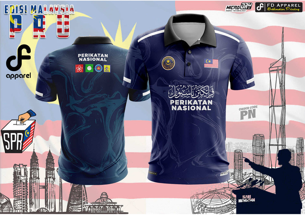 Fashion 2023 New Edisi Malaysia Pru Perikatan Nasional All Sublimated Boutique Polo Shirt 01 size：S-5XL Fashion