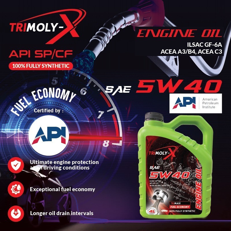 TRIMOLY-X TRIMOLYX 5W40 FULLY SYNTHETIC ENGINE OIL SP/CF 4L Car Lubricant Minyak Hitam Minyak Enjin Kereta