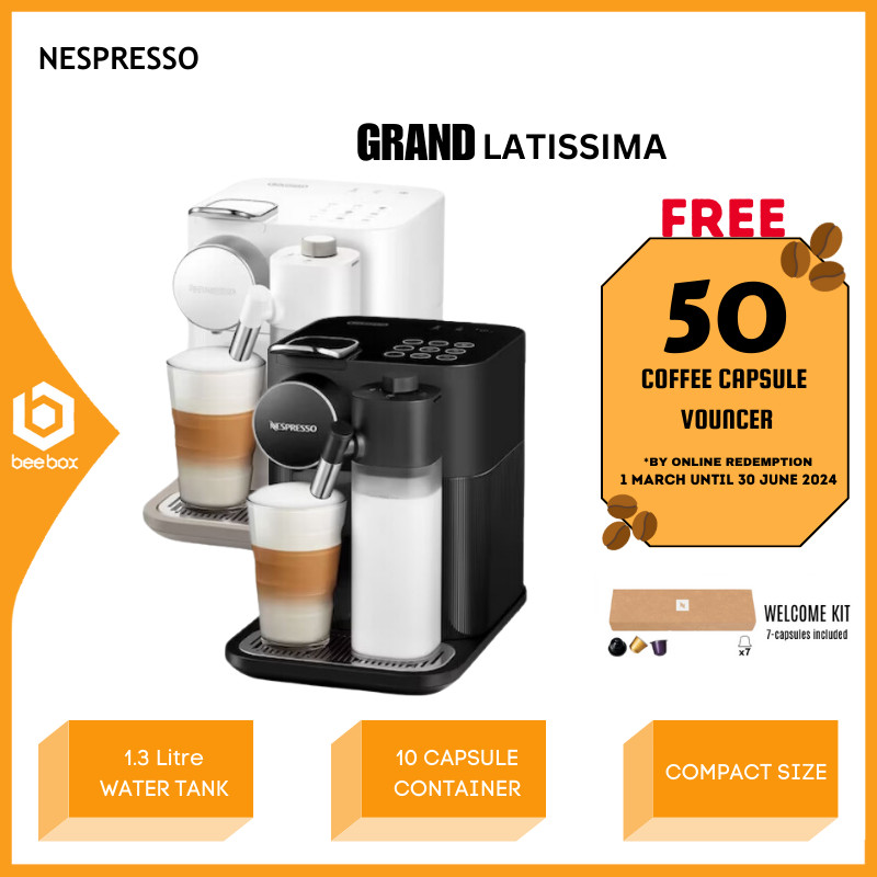 Nespresso Gran Lattissima Fully Automatic Capsule Espresso Coffee Machine F531/F541-ME-BK-NE / F541-ME-WH-NE  Mesin Kopi