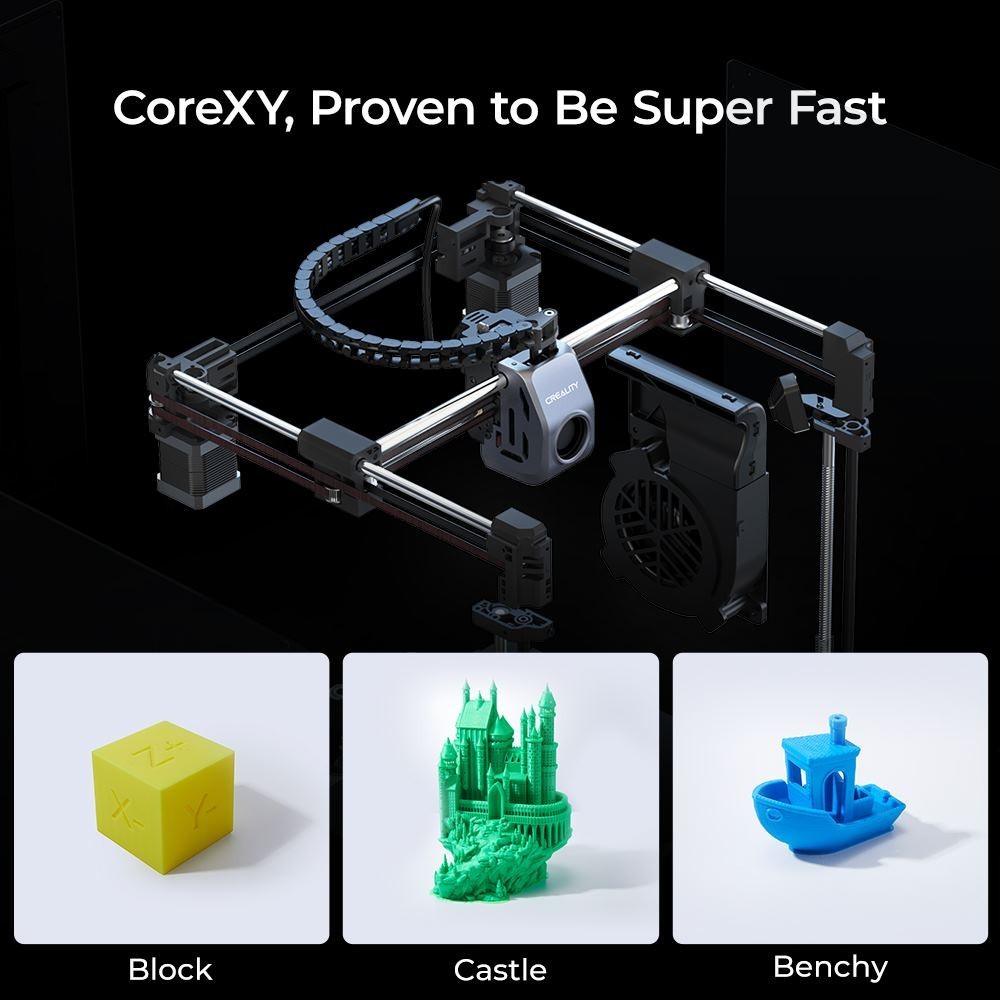 Creality k1c fdm 3d printer upgrade with 600mm/s printing speed 300°c all metal direct extruder bambulab alternative