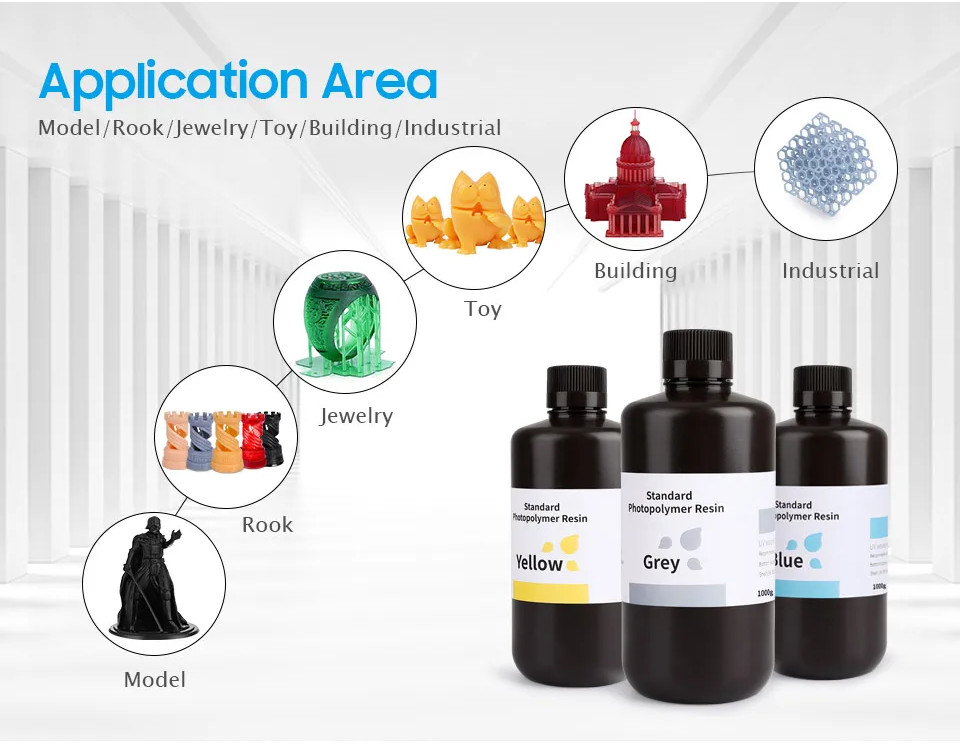 Elegoo lcd standard resin 500g, uv curing resin 84d hardness resin low shrinkage high precision light odor resin
