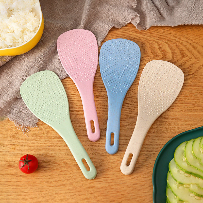 Eco-Friendly Wheat Straw Rice Spoon Non-Stick Heat Resistant Handle Rice Paddle Kitchenware Doorgift