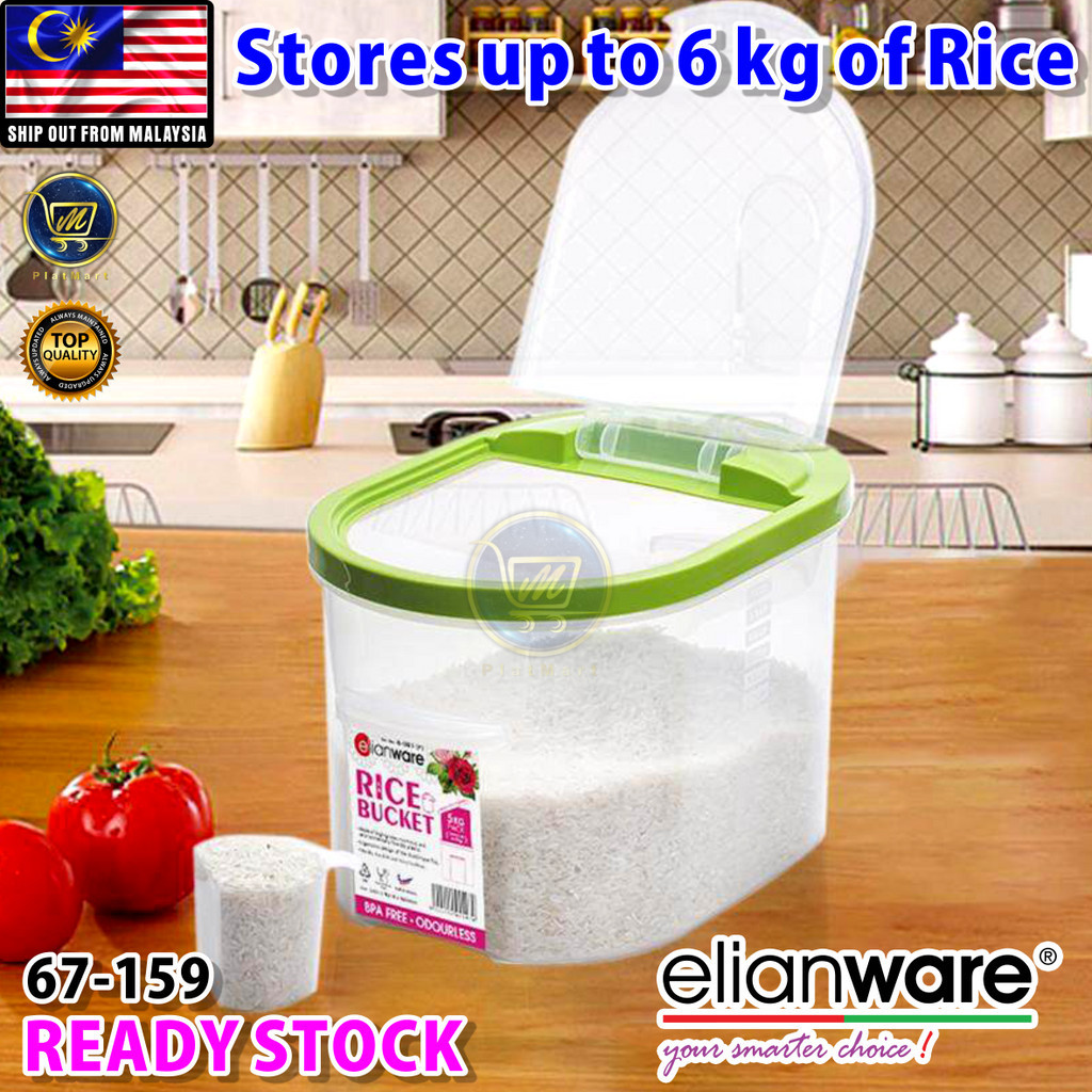 PlatMart - [READY STOCK] Elianware Space-Saving Bekas Beras Rice Dispenser Storage (6kg)