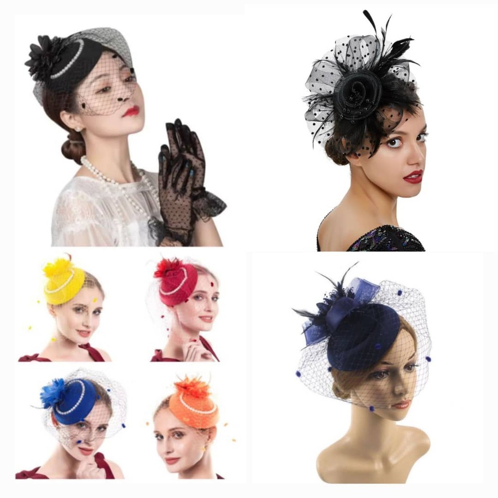 Fascinator Hat Hair Accessories Dinner Fedro Hat Retro Hair Clip Party Hat Bride Hat