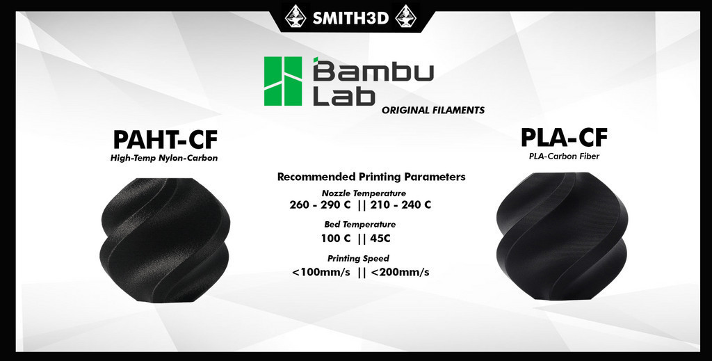 Bambu lab paht-cf 1kg 1.75mm with rfid carbon fiber reinforced high temperature nylon high tensil strength