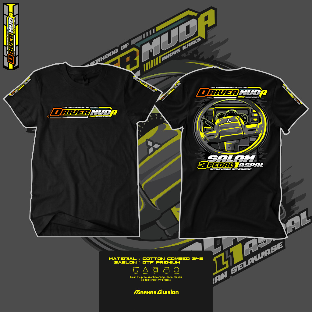 Kaos DRIVER MUDA (Salam 3 Pedal) / Kaos Kata Kata / Kaos Driver Sopir / Kaos Keren / Kaos Distro Premium / Kaos Pekerja Keras / Kaos