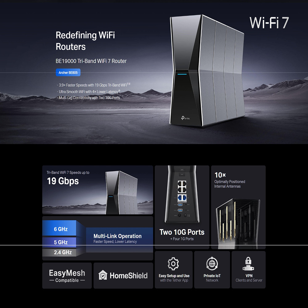 Tp-link wi fiルーター archer BE805 Archer BE805 | BE19000 Tri-Band Wi-Fi 7 Router | TP-Link