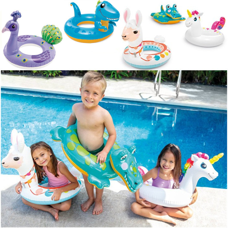 Intex Deluxe Animal Ring Intex Float Swimming Floaties Llama Crocodile Unicorn Kids Swimming Pool Swimming Ring