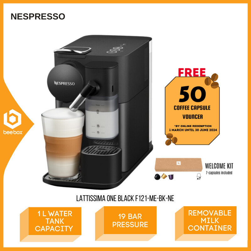 Nespresso Lattissima One Coffee Machine Fully Automatic Capsule White/Black F121-ME-WH-NE/F121-ME-BK-NE Mesin Kopi