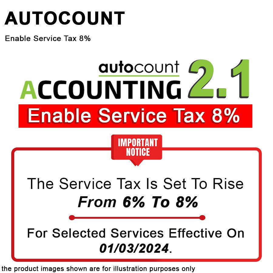 AutoCount Accounting 2.1 Enable Service Tax 8% Installation Pendrive