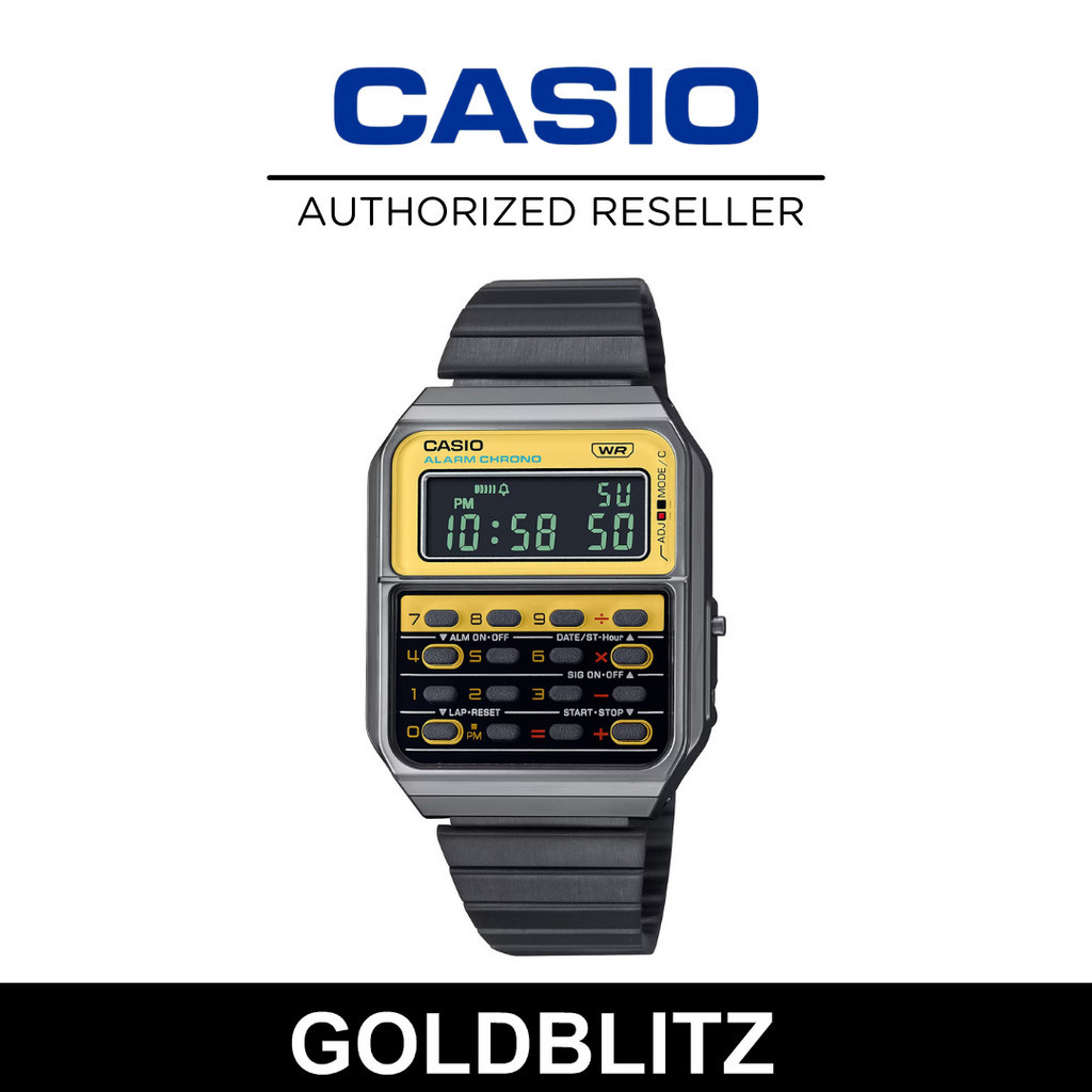 Casio CA-500WEGG-9B Vintage Heritage Colors ’70s Iconic Timepiece Design Gray ion plated Men's Retro Calculated Watch