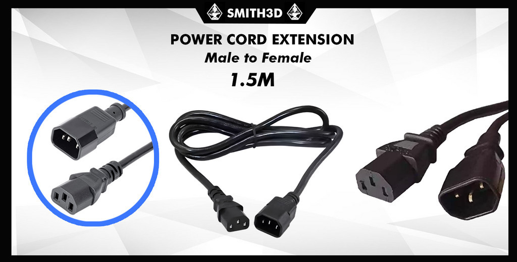 Power cord extension cable male to female 1.5m, extension cable for 3d printers monitor desktop pc power extension cable
