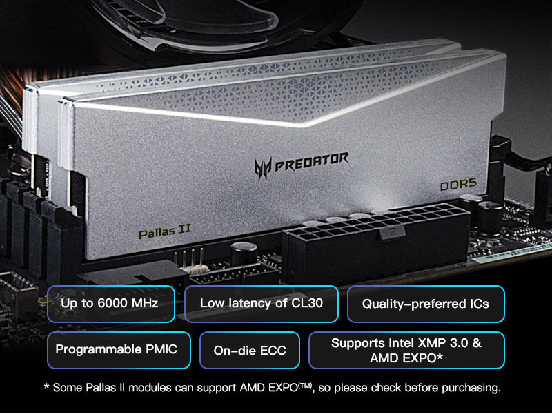 Predator Pallas II DDR5 6000MHz RAM 32GB 64GB CL30 CL32 CL36 Black