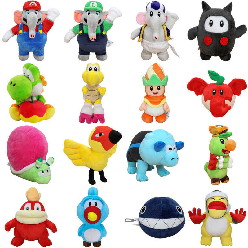 Elephant Plush Toys Kawaii, Mario, Luigi, Toad, Yoshi, Ninji, Snail Chain, Chomp, Popline, Rolla, K