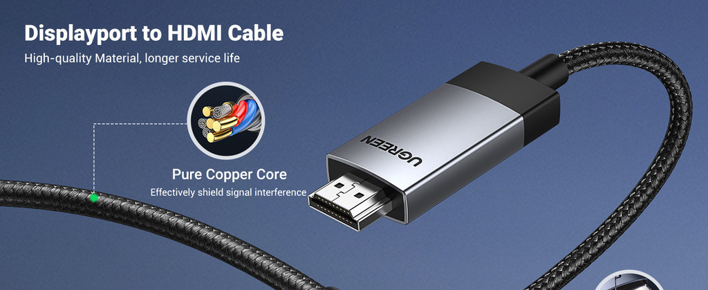 UGREEN 4K60Hz DisplayPort to HDMI Cable DP to HDMI Cord