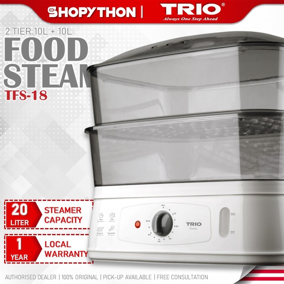 TRIO Food Steamer TFS-18 (20L/1800w) 2 Tier Food Grade Steam Trays Rice Bowl Refill Cup Pengukus Besar Double Heaters