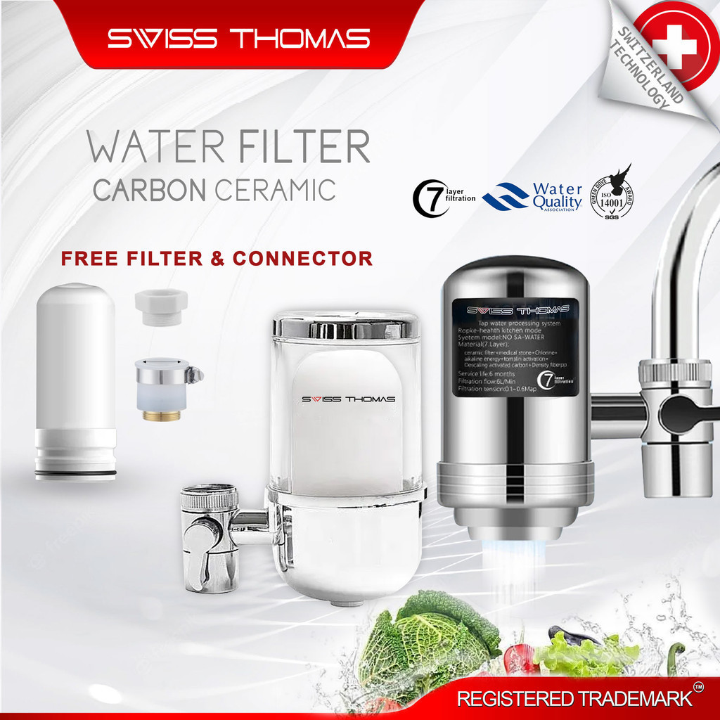 Swiss Thomas Universal Kitchen Water Tap Filter Purifier Penapis Air Activated Carbon Ceramic