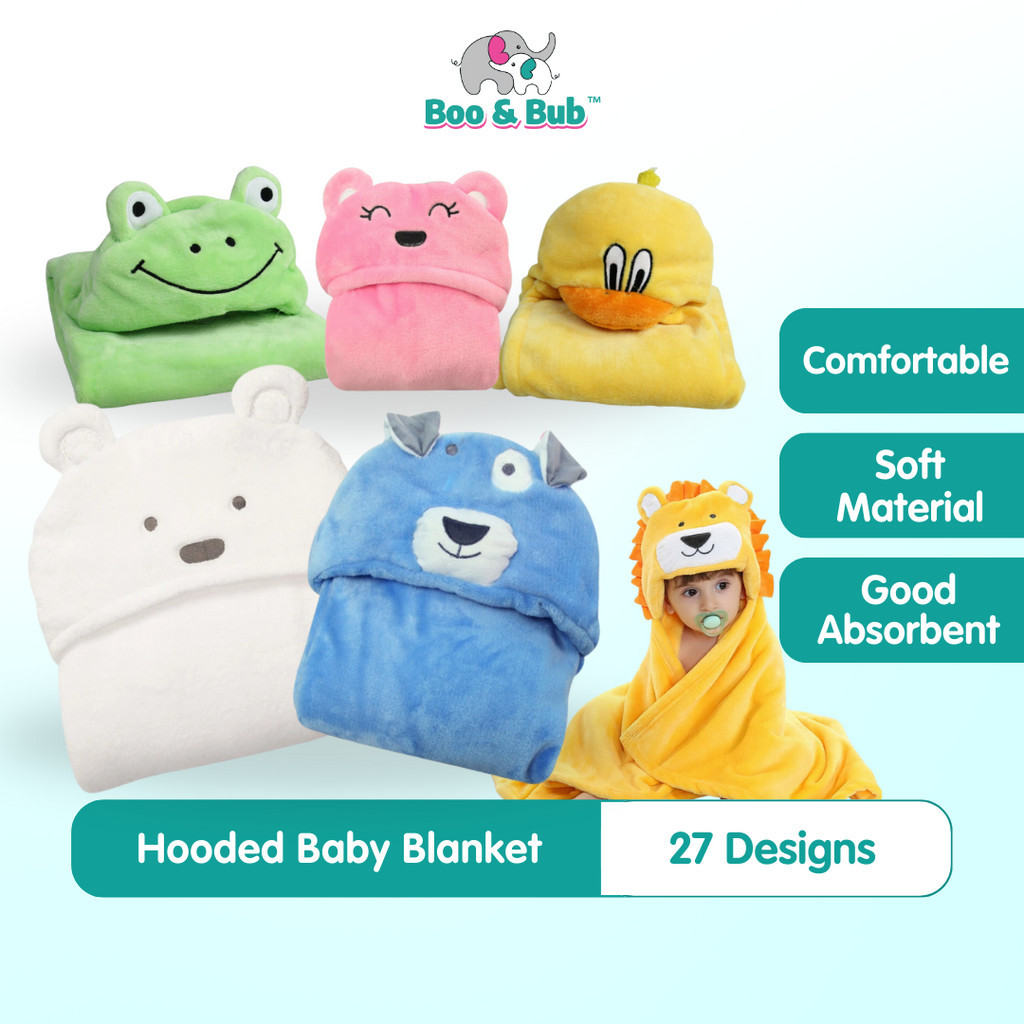 Boo&BubHooded Baby Blanket | Swaddle Newborn Thermal Soft Fleece Blanket Solid Bedding Set Cotton Quilt Infant Bedding