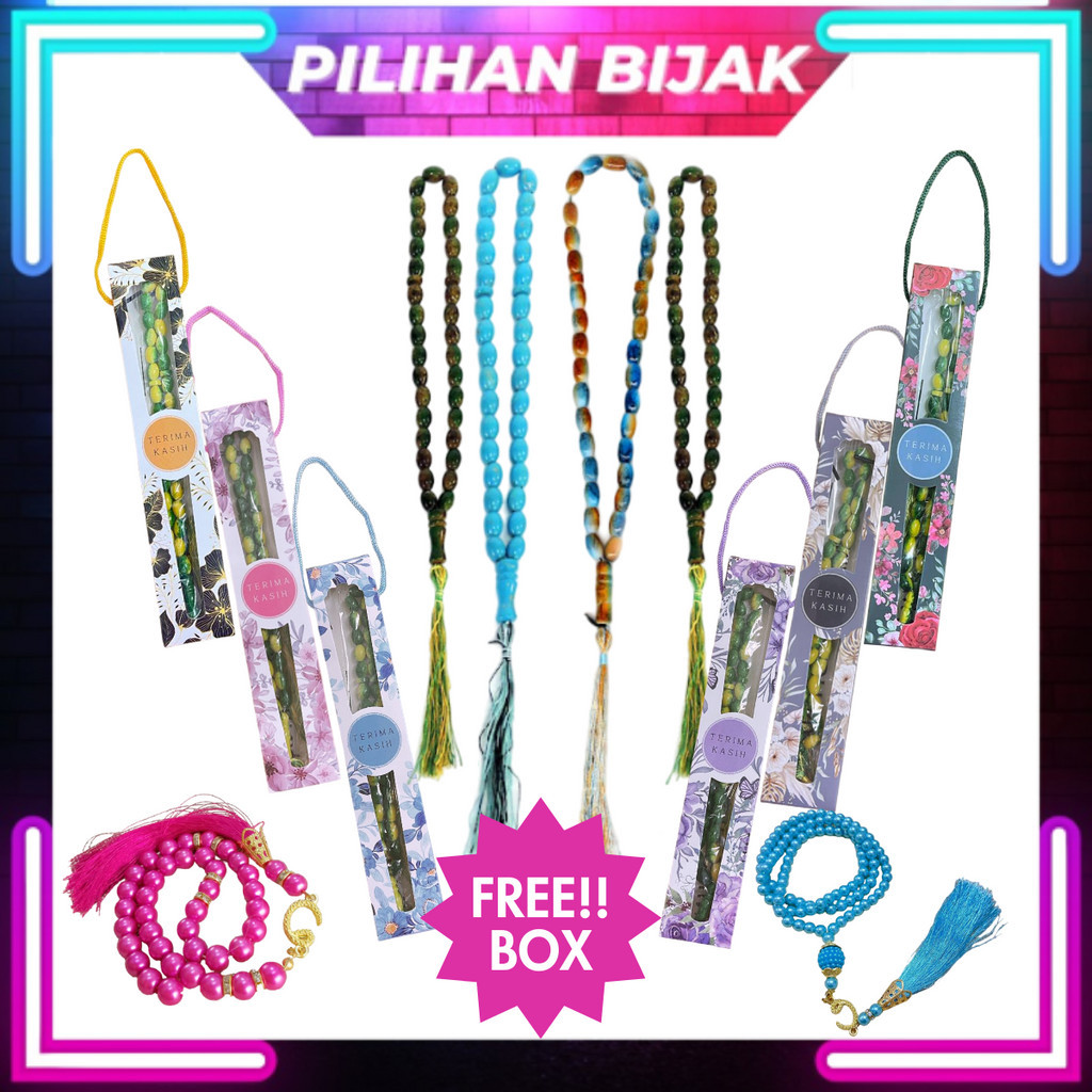 1Set Viral Doorgift Tasbih Premium Tasbih Manik 33biji Tasbih Kualiti Tasbih Doorgift Tasbih Free Box Tasbih Digital