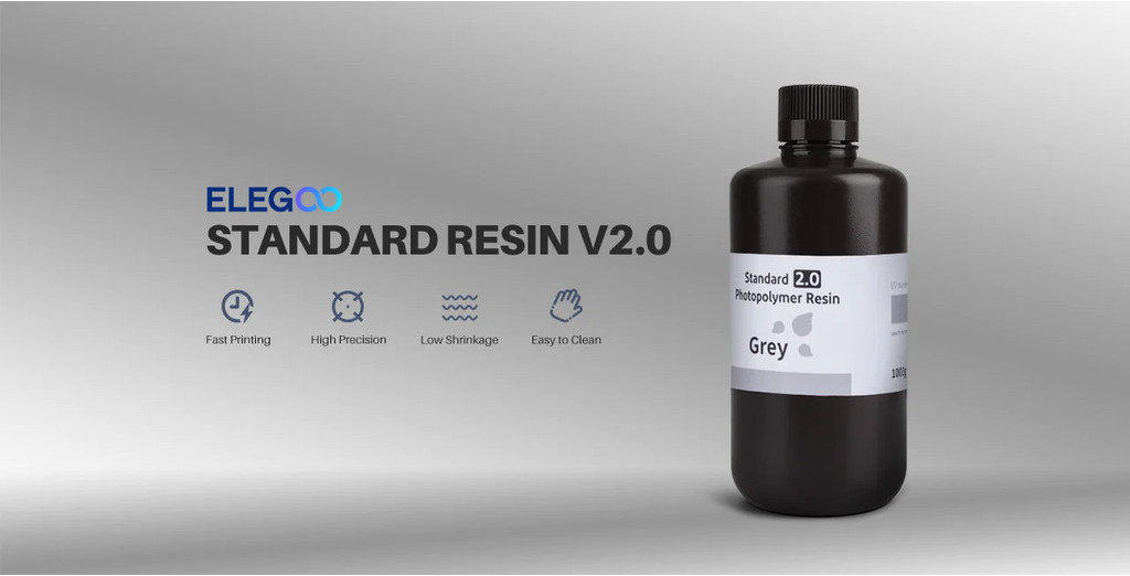 Elegoo standard resin 2.0 8k resolution resin uv curing resin 84d hardness resin low shrinkage high precision light odor