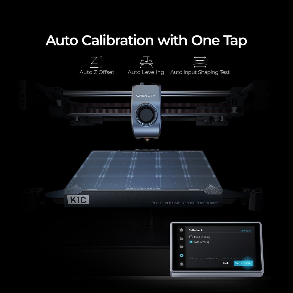 Creality k1c fdm 3d printer upgrade with 600mm/s printing speed 300°c all metal direct extruder bambulab alternative