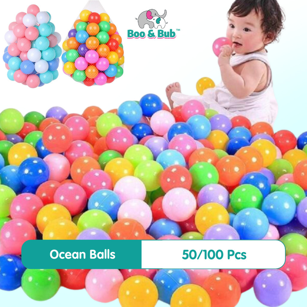 Boo&Bub 50/100 pcs Ocean Balls | Eco-Friendly Colorful Plastic Ball Funny Baby Kid Swim Pit Toy Water Pool Ocean