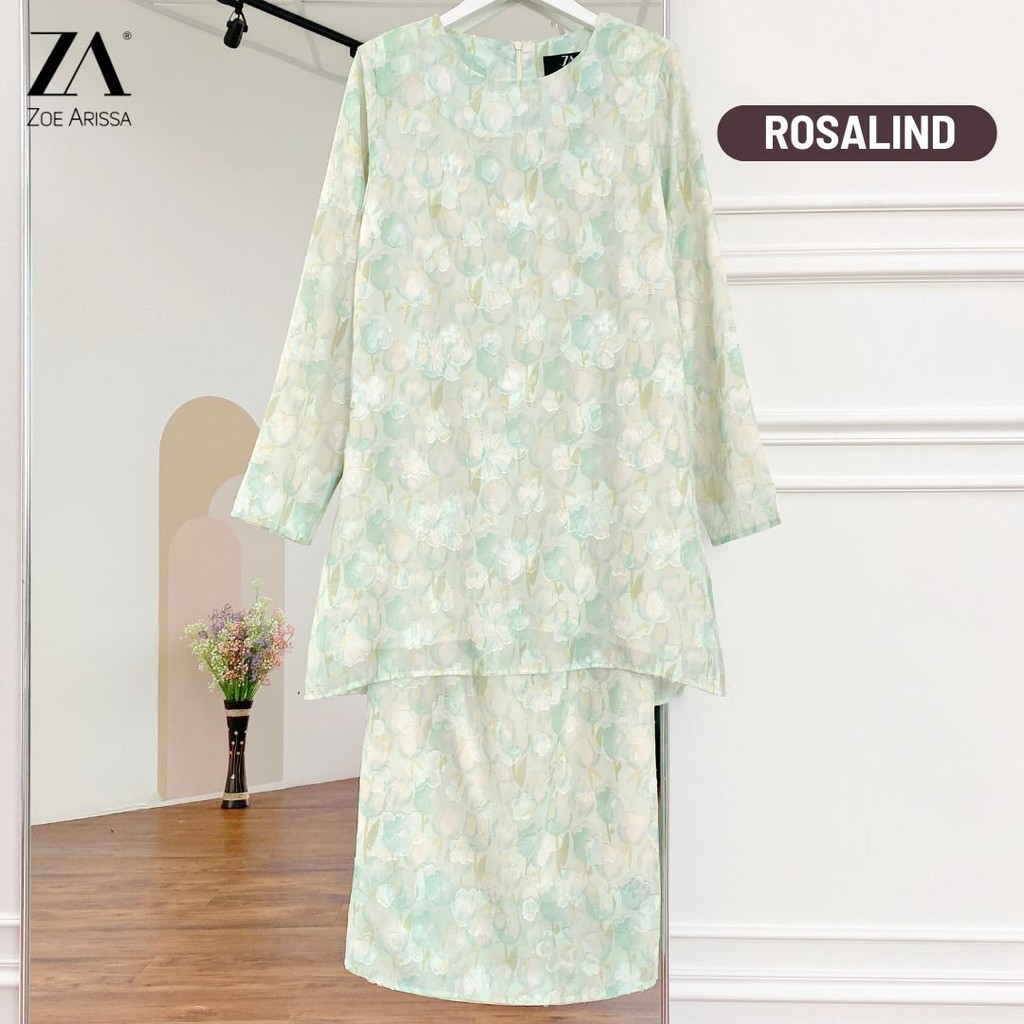 ZOE ARISSA BAJU KURUNG MODEN 2024 Rosalind Chiffon Lace Plain baju raya HAJI 2024 baju kurung viral floral printed