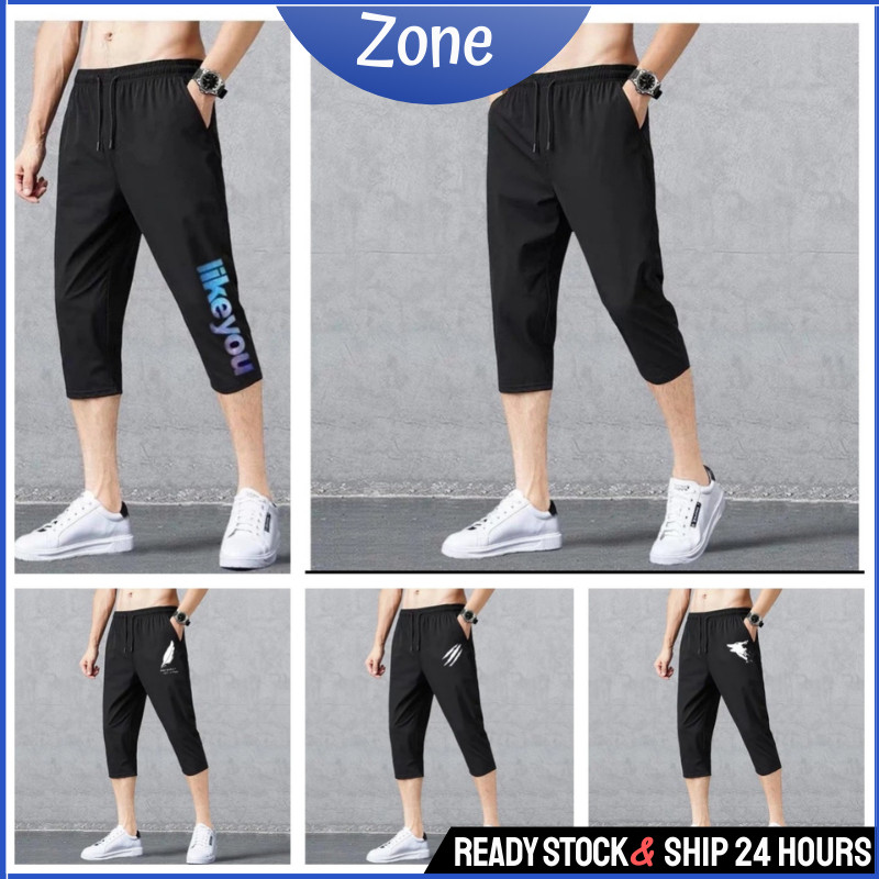 PNT12 Zone  Ready Stock Casual Sport Running Pants Short Pants Fitness Breathable Plus Size Men