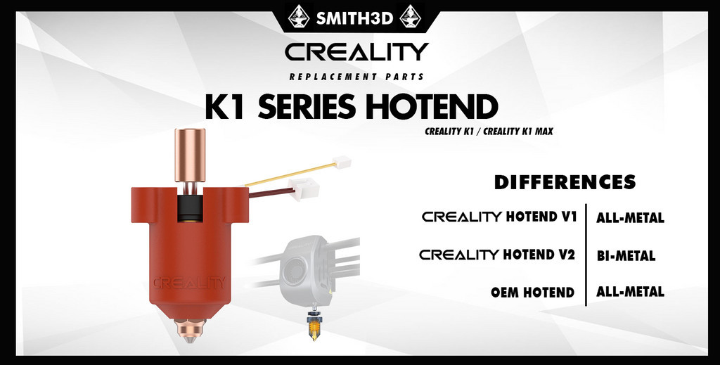Creality hotend for k1 / k1 max, k1 series all metal hotend v1 bi metal hotend v2, 3d printer hotend replacement k1 hotend