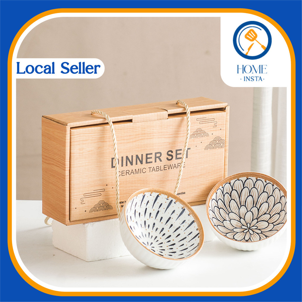 【Free Gift】Traditional Japanese Style Rice Bowl Ceramic Mangkuk Set Ceramik Soup Bowl Tableware Christmas Gift