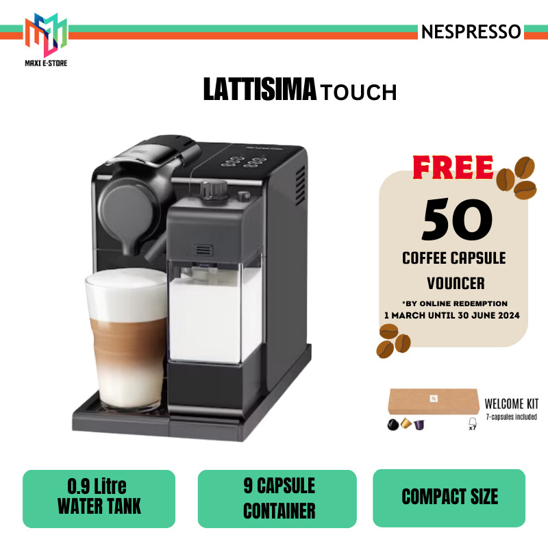 Nespresso Lattissima Touch Fully Automatic Capsule Espresso Coffee Machine - Black F521MEBKNE