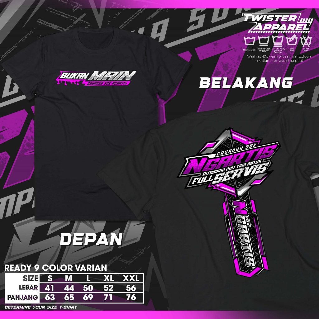 Kaos Distro Kata-Kata Keren - Gayanya So Ngartis Ditampar Duit Full Servis - Plesetan Lucu Cewek
