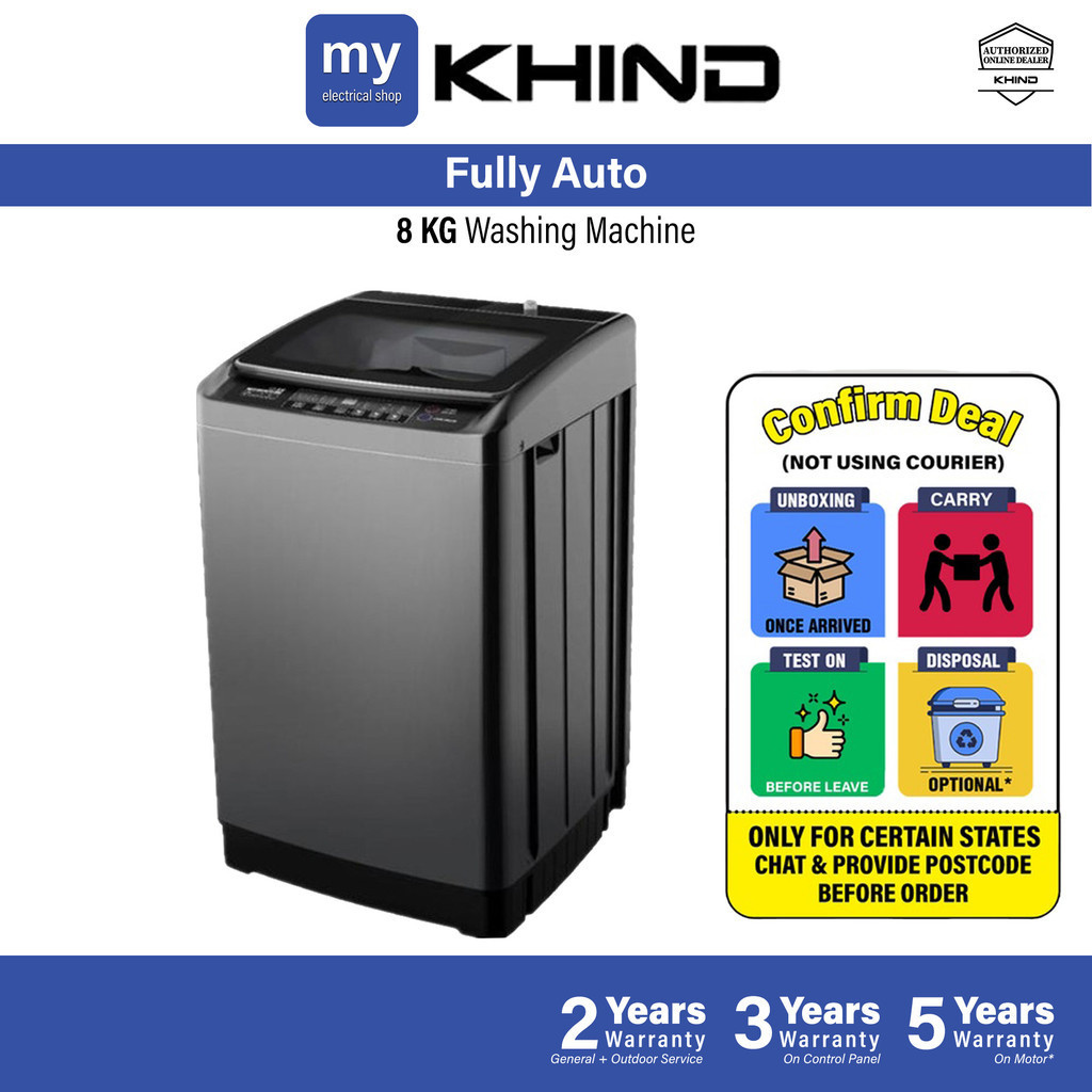 Khind WM80A 8KG Fully Auto Washing Machine Top Load Mesin Basuh