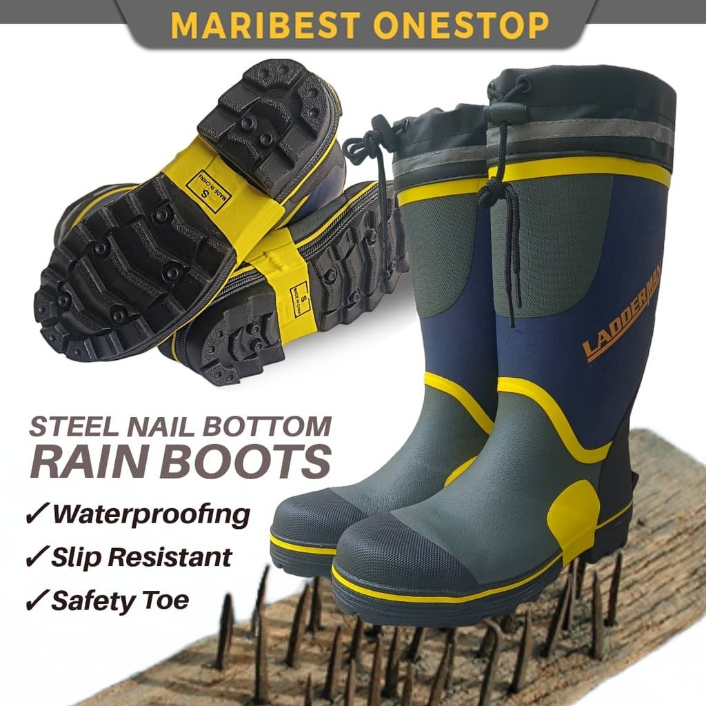 Safety Boots Steel Toe Anti Smash Rubber Boot Anti Slip Utility Work Shoes Wear Resistant Waterproof Outdoor Fishing But